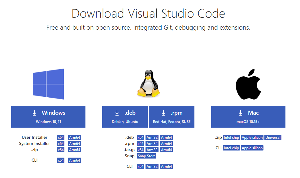 VSCode ダウンロードページ